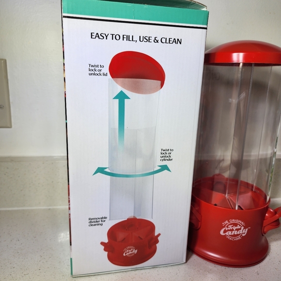 Candy Dispenser Handy Gourmet Red New In Box 3 Sections 360° Rotation - Picture 7 of 13